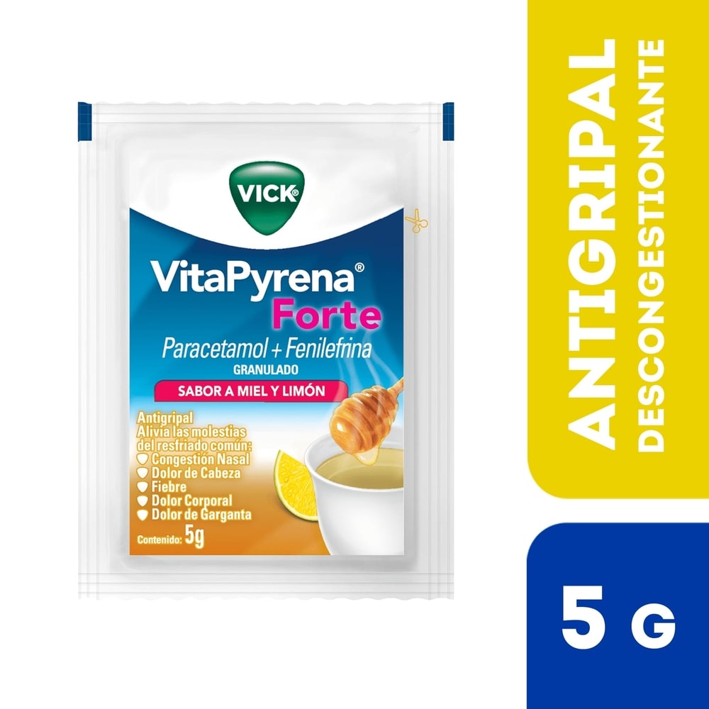 Vick VitaPyrena Forte Antigripal Sabor a Miel y Limón Sobre x 5 g